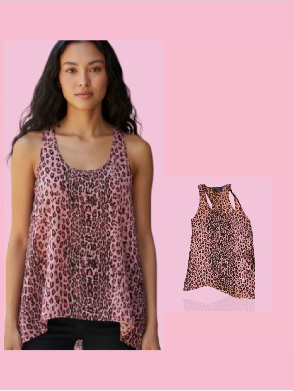 Miley Cyrus & Max Azria Pink Leopard Print Racerback Tank